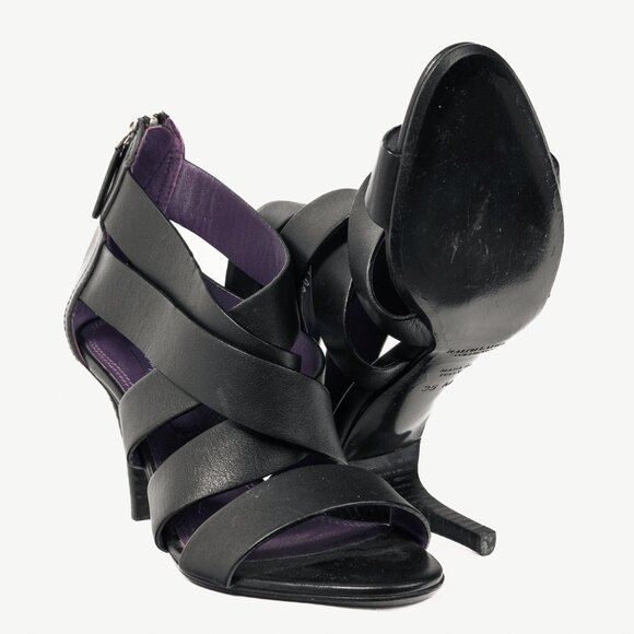 Ralph Lauren Collection Ardina II Black Strappy Leather Sandals - Picture 4 of 11